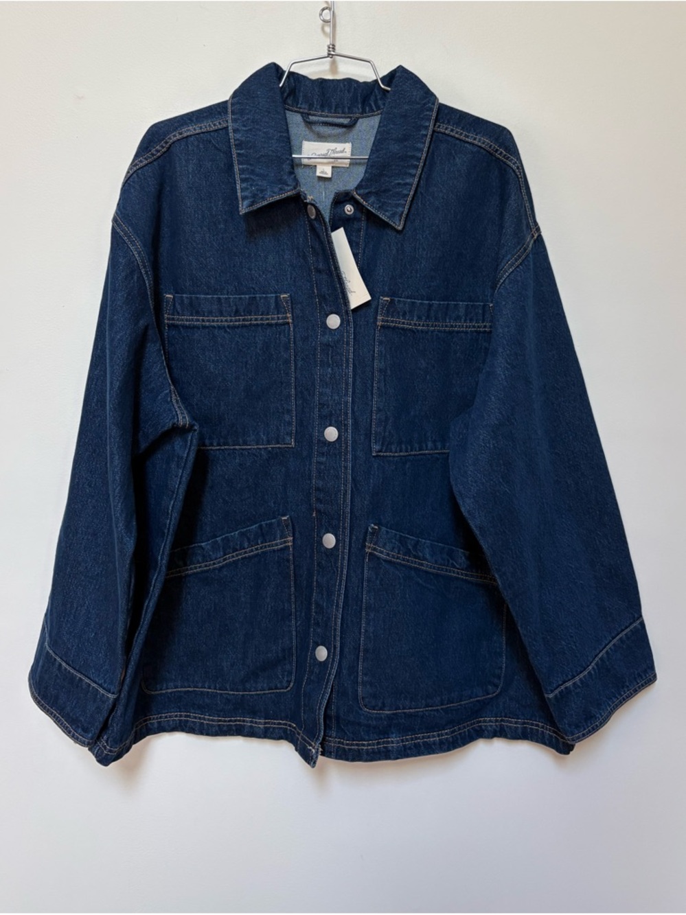 Brand New Universal Thread Women's Denim Chore Coat Dark Wash Size Large